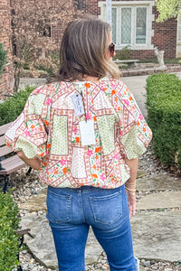 & Merci Puff Sleeve Printed Top Back