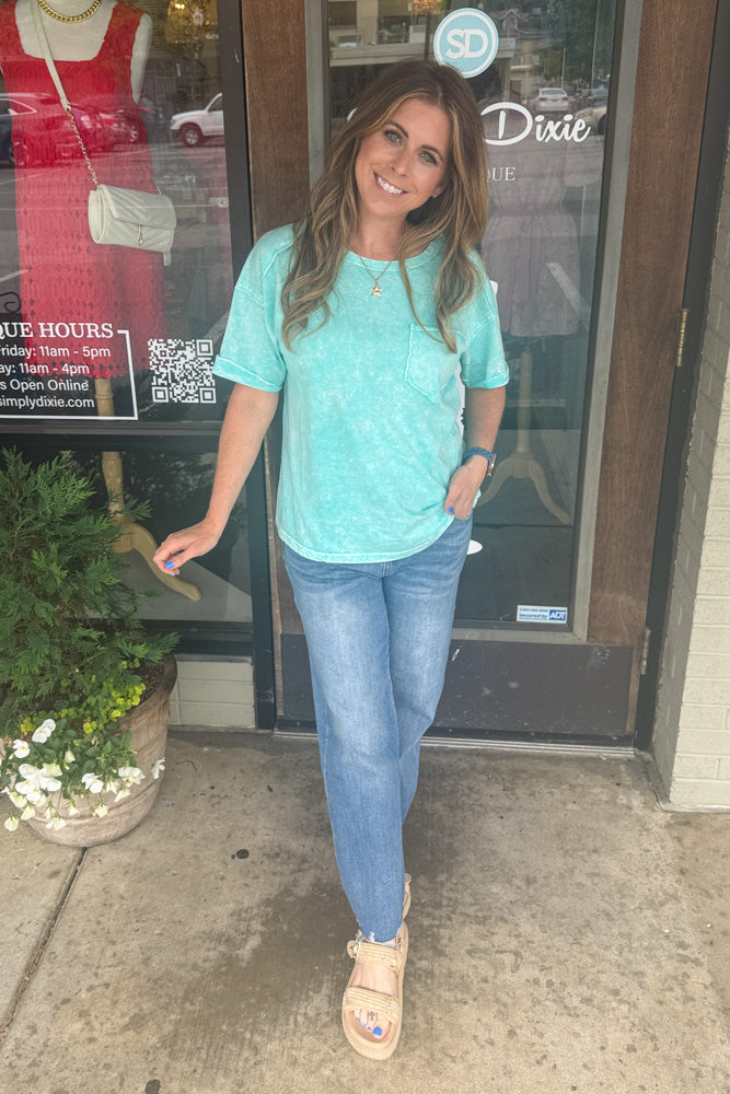 Zenana-Halo Snow Washed Relaxed Fit Tee