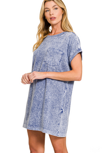 Zenana-Premium Cotton Washed T-Shirt Dress