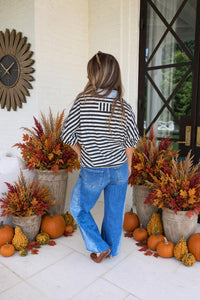 Oddi Black and White Dolman Sleeve Striped Top back