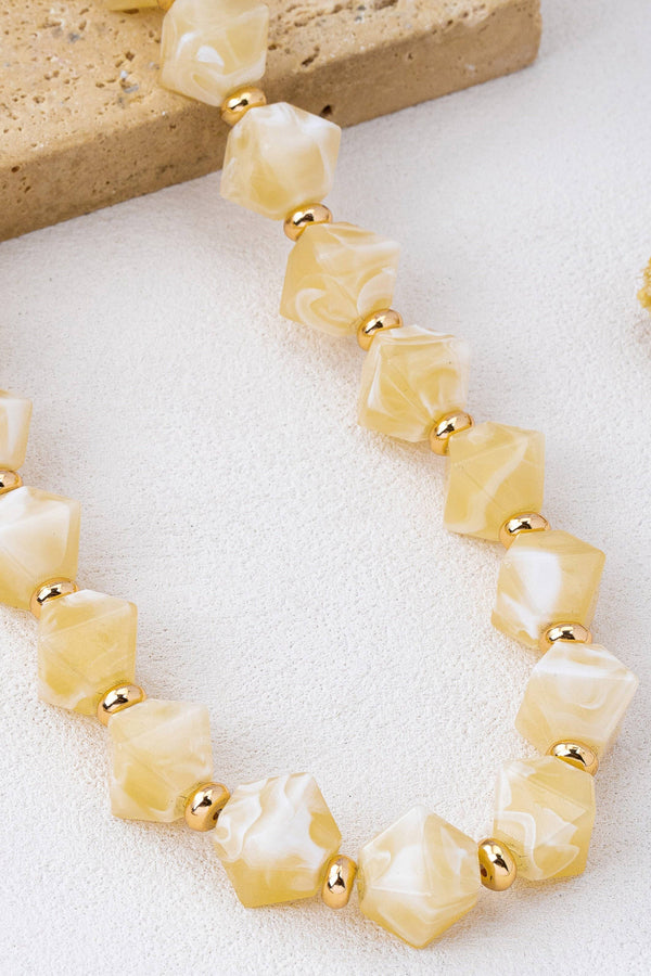 Off White Beaded Chunky Necklace