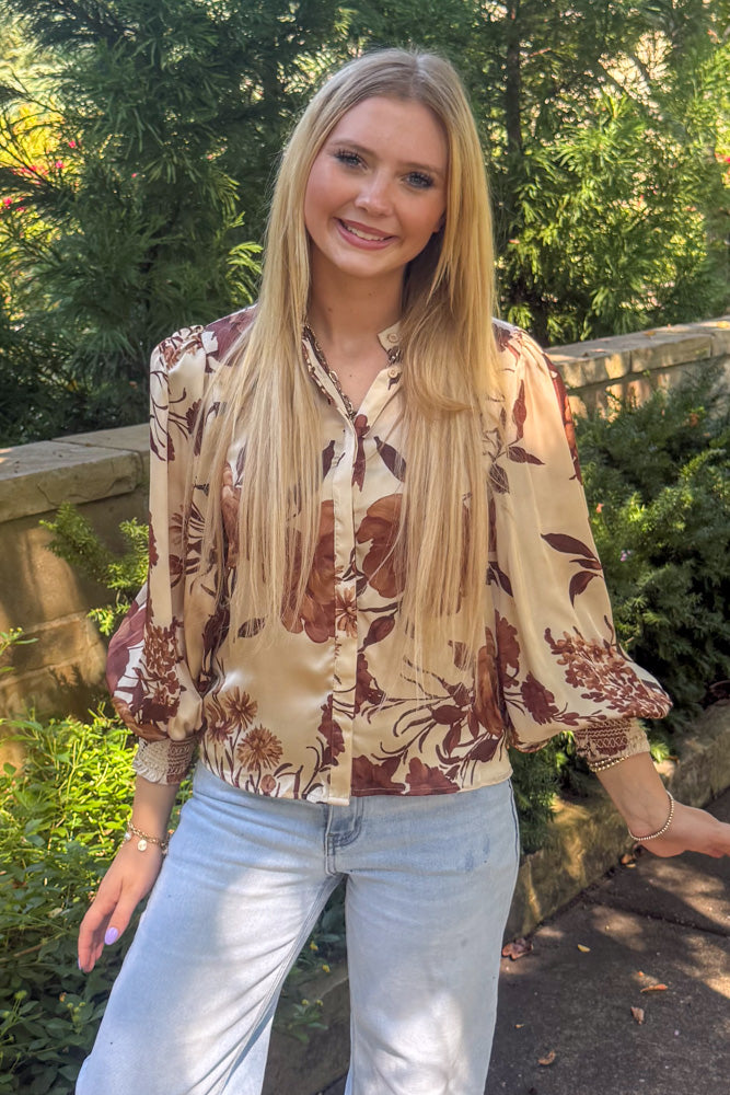 Olivaceous Silk Button Up Blouse