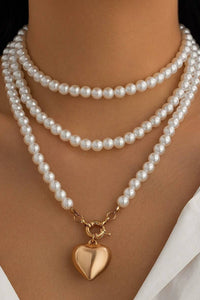 Pearl Wrap Heart Necklace
