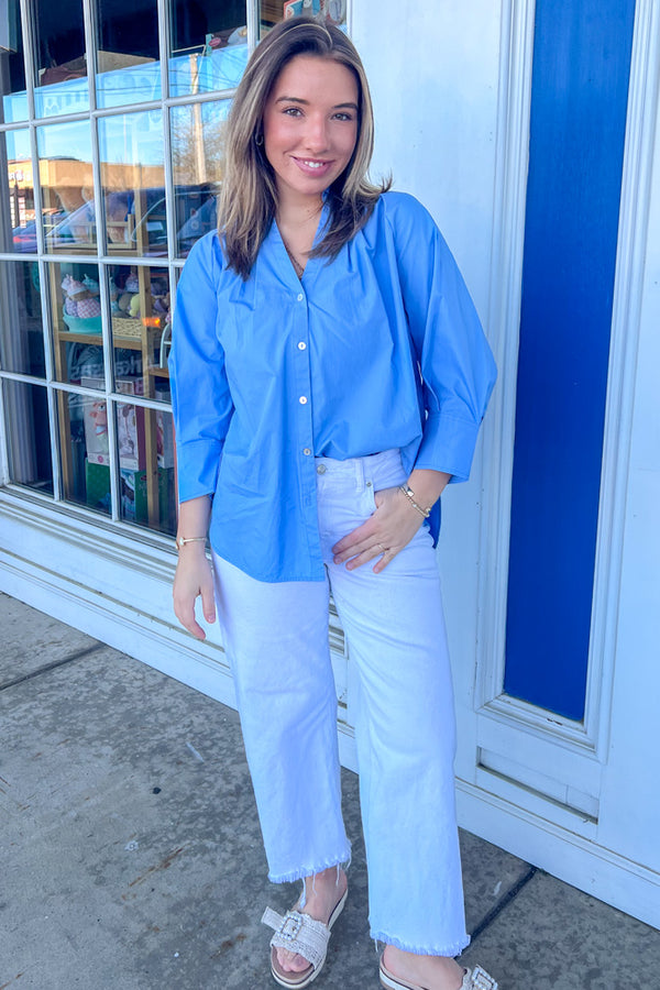 Pinch Clothing Blue Button Up Poplin Top
