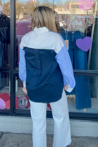 Pinch Striped Button Up Blue Back