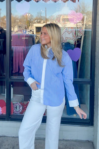 Pinch Striped Button Up Blue at Simply Dixie In Little Rock