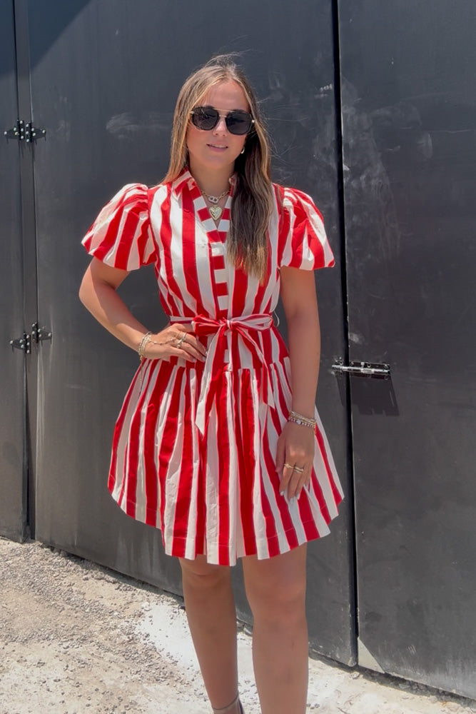 Pinch Bold Red White Striped Gameday Dress– Simply Dixie Boutique
