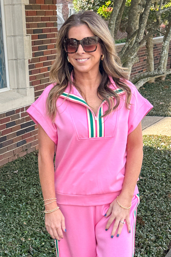 Pink Scuba Pants Set Top