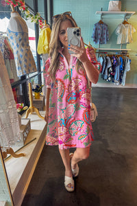 Umgee Pink Paisley Print Dress Mirror Pic
