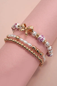 Pink Bow Stretch Bracelet Set