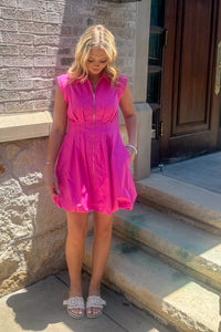  Hot Pink Bubble Hem Entro Dress 