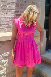 Pink Bubble Hem Entro Dress With Pockets
