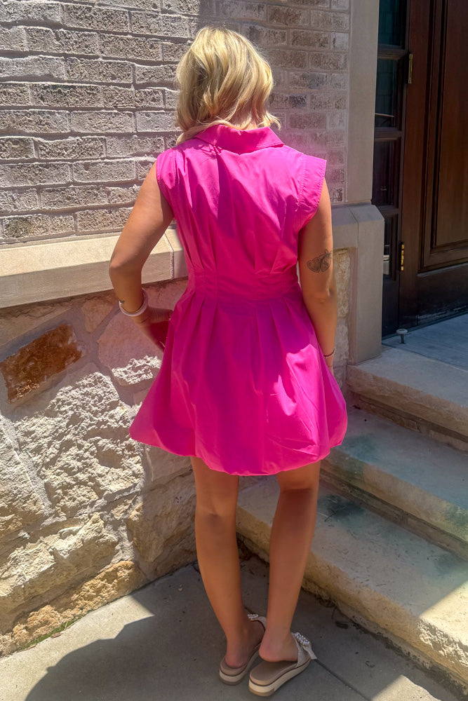 Pink Bubble Hem Entro Dress Back