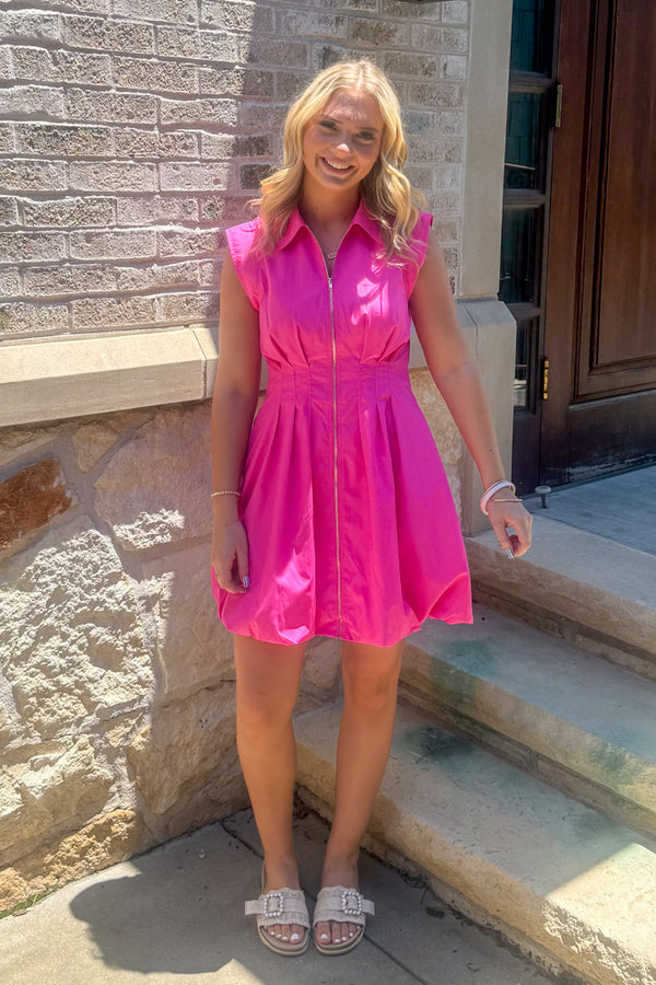 Pink Bubble Hem Entro Dress