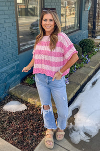 Le Lis Striped Cropped Sweater