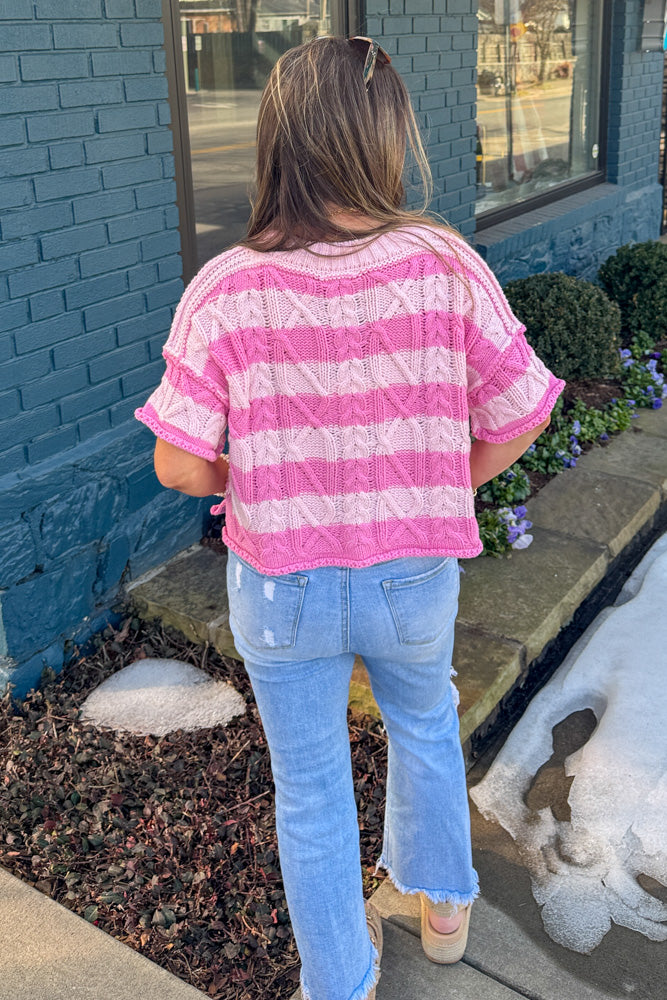 Le Lis Striped Cropped Sweater Back