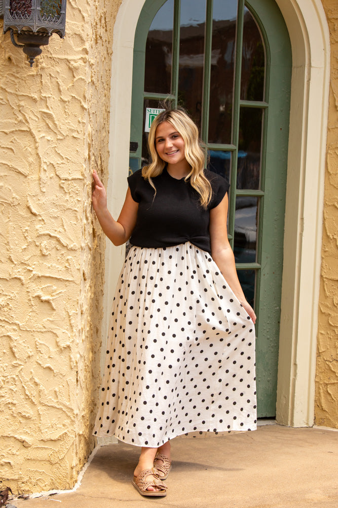 Picnic Perfect Polka Dot Layered Dress-Black