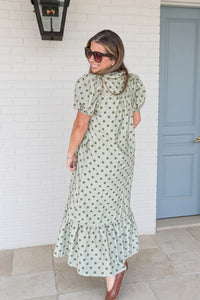 Entro Polka Dot Midi Dress Olive Back