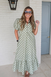 Entro Polka Dot Midi Dress