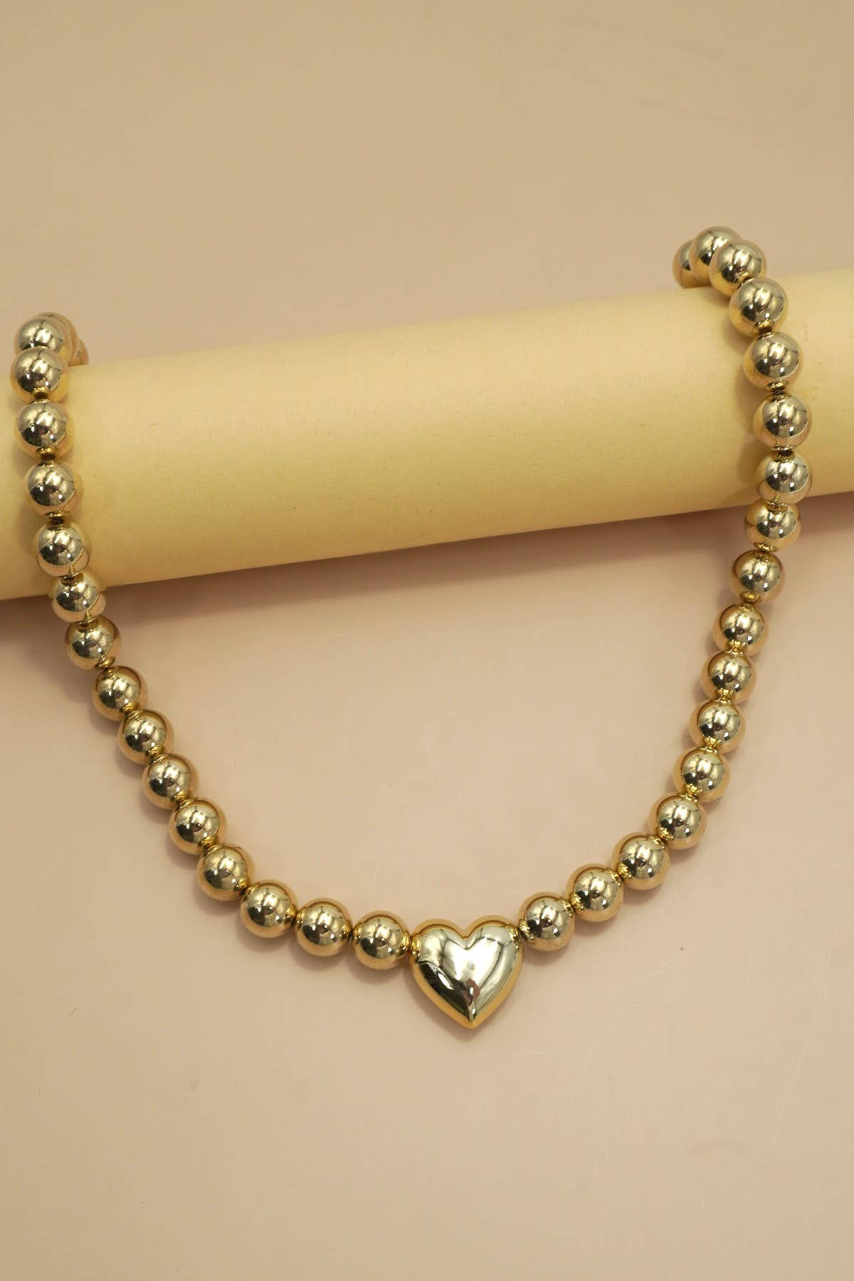 Puffy Heart Necklace Gold
