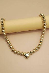 Puffy Heart Necklace Gold