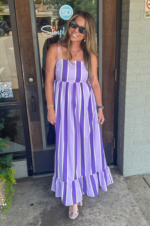 Purple Striped Maxi Dress
