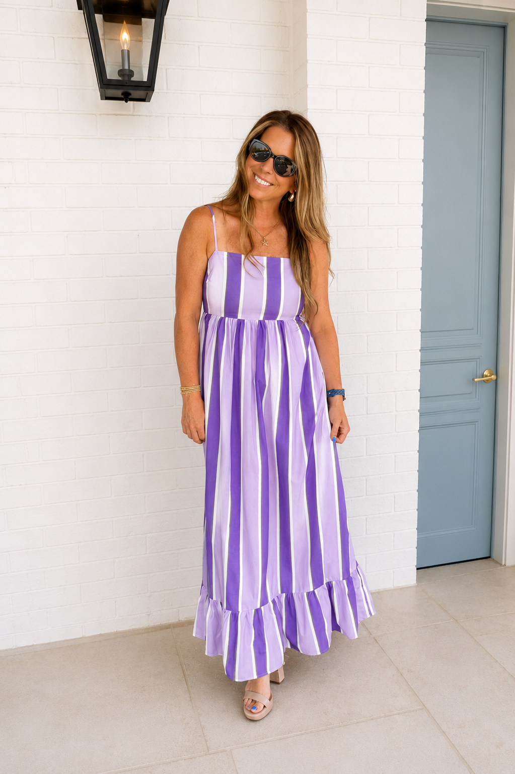 TCEC Purple Striped Maxi Dress