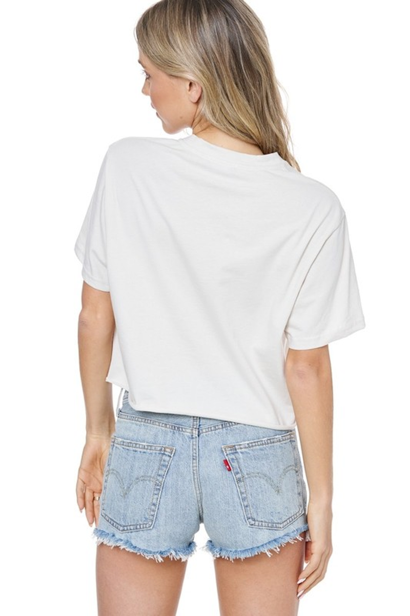 Zutter- Raised On Country Music Cropped Graphic Tee-Antique White