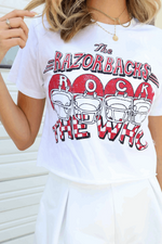 LivyLu-The Who Razorbacks Rock Cropped Tee-White