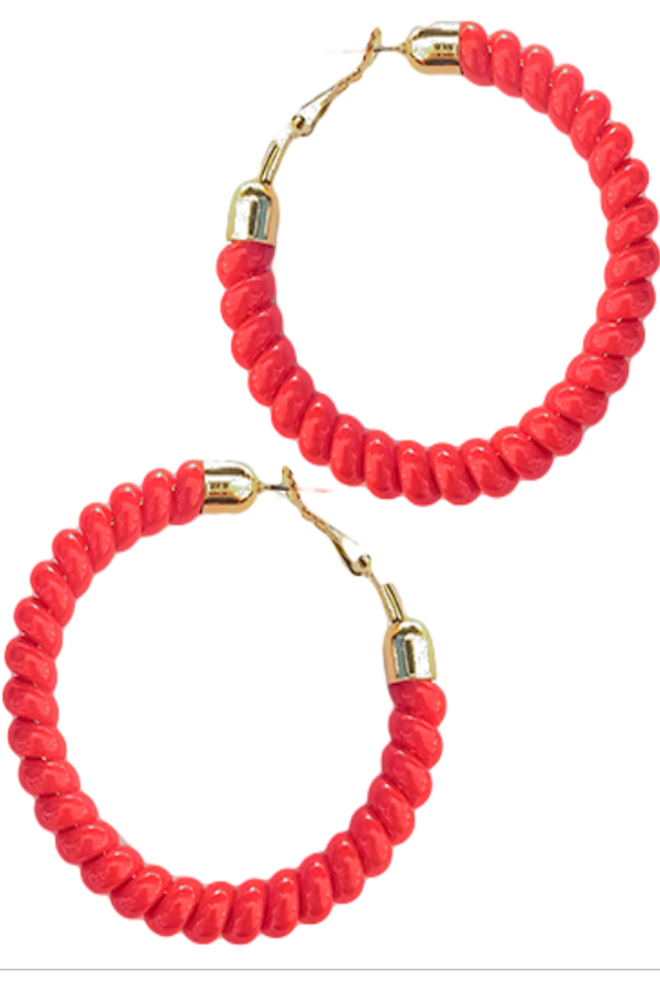 Red Cord Wrapped Earring Hoops