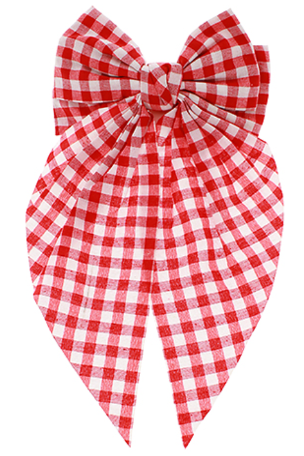 Checkered Pattern Bow Hair Clip-Red