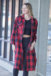 Home For The Holidays Longline Shacket-Red Plaid