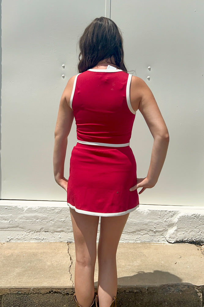 Crimson Skirt Set Back