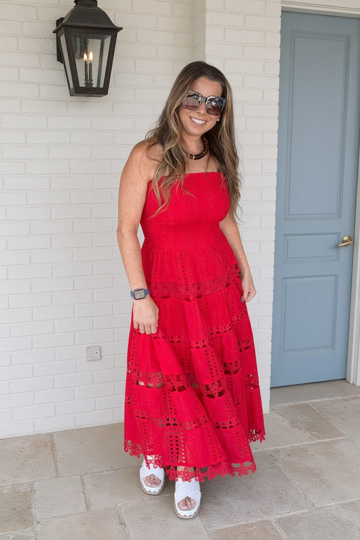 Red Eyelet Dress 