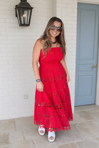 Red Eyelet Dress 