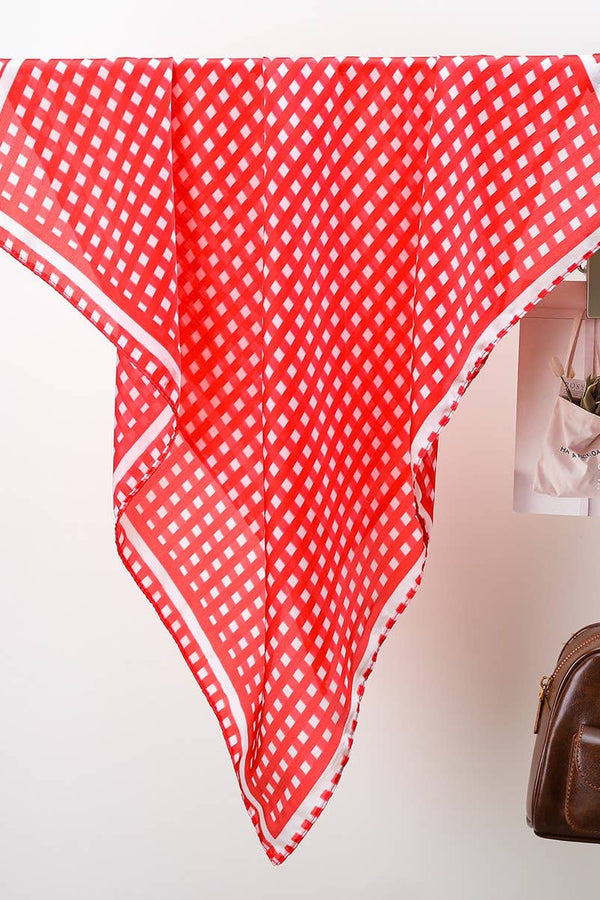 Red Gingham Silk Scarf