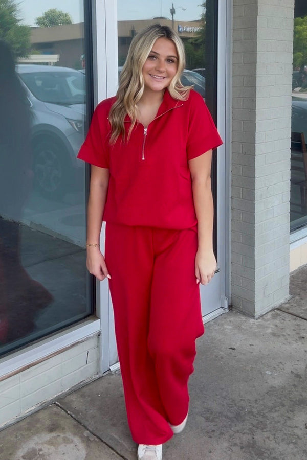 Scuba Half Zip Top And Matching Pants Set