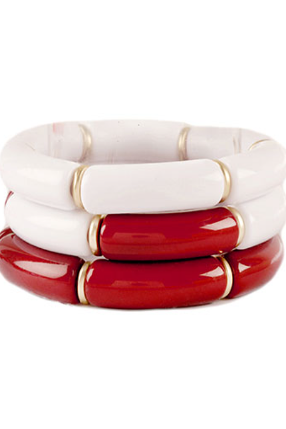 Gameday Chunky Tube Bracelet White Red Simply Dixie Boutique