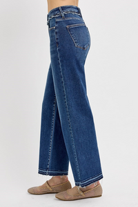 Risen Ankle Hem Dark Jeans Side