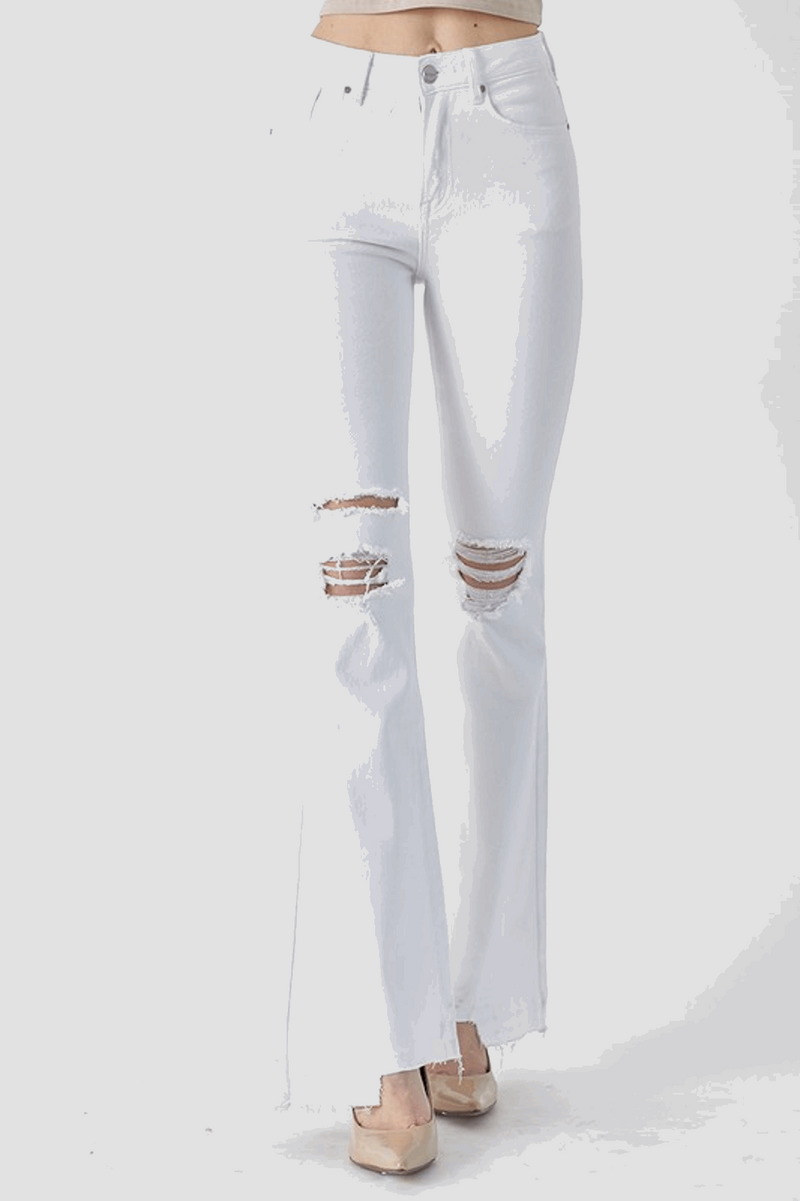 SALE-Risen-High-Rise Flare Jeans-White – Simply Dixie Boutique