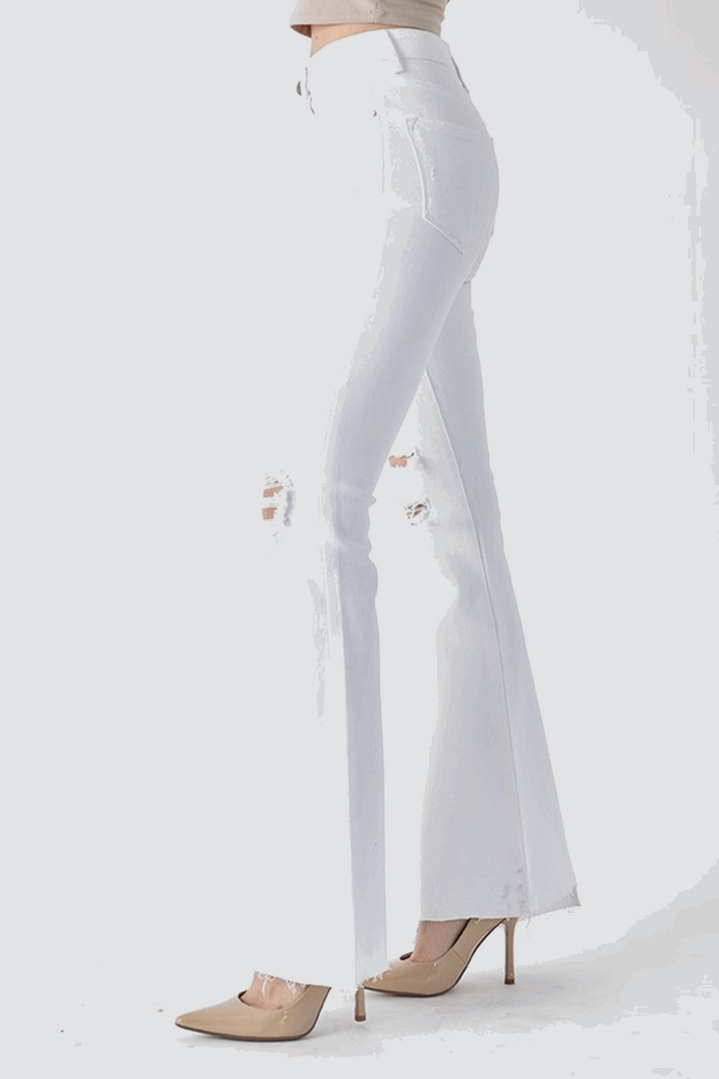 White online flare jeggings