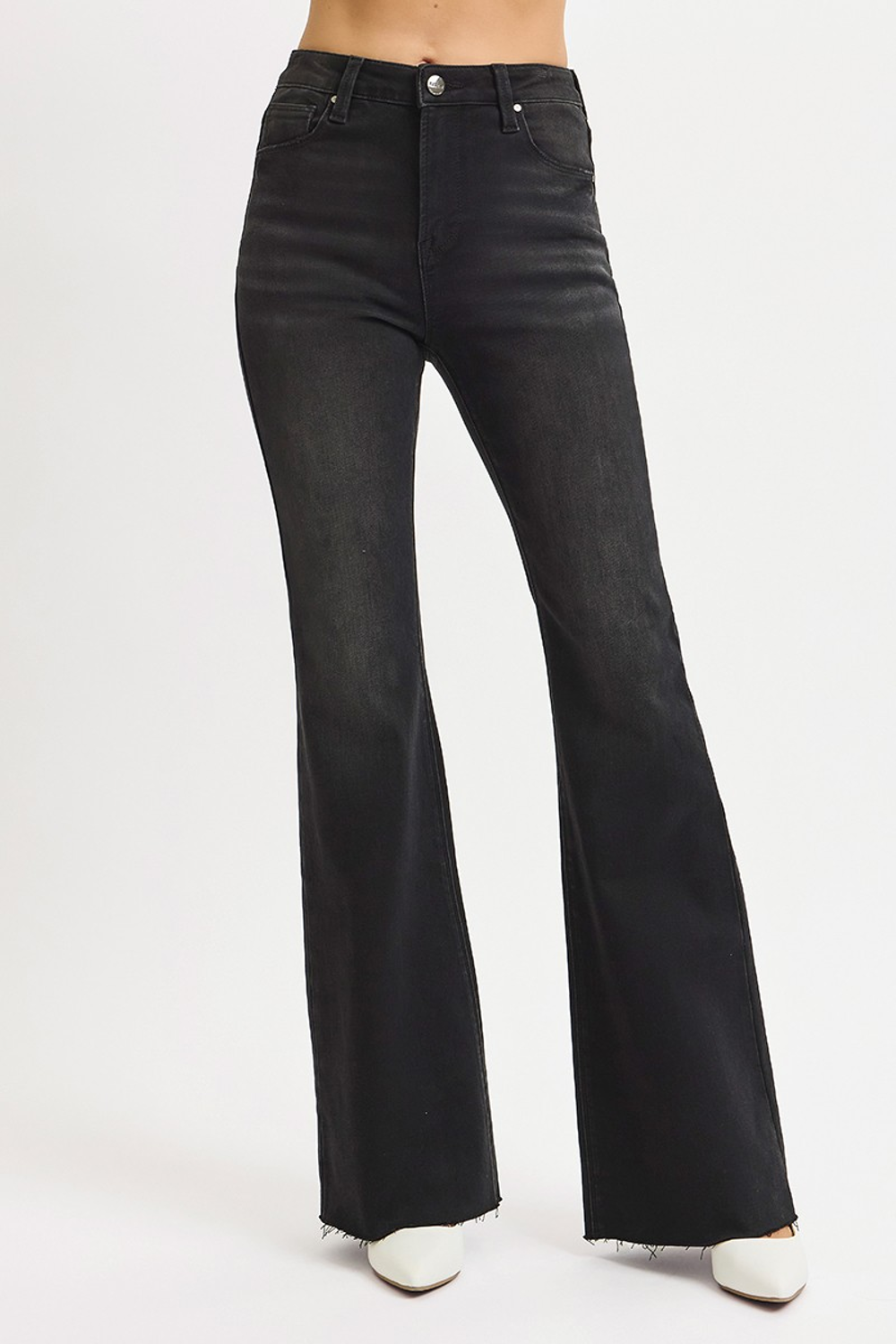 Risen High Rise Flare Jeans Black