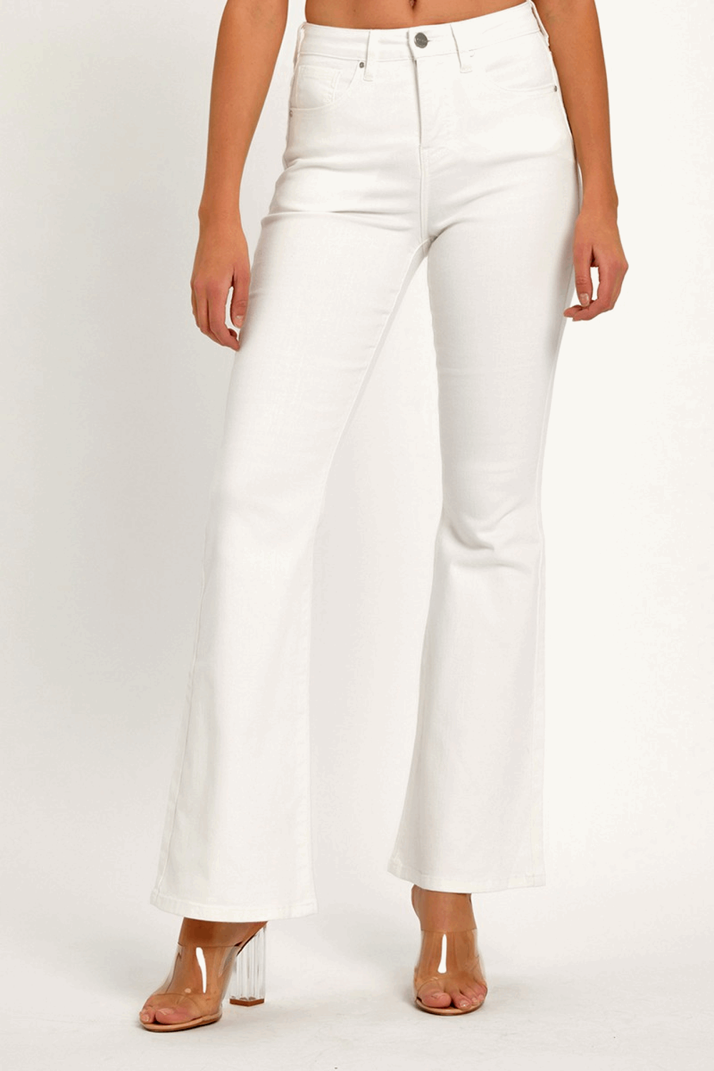 Flared High Rise Cotton Jeans