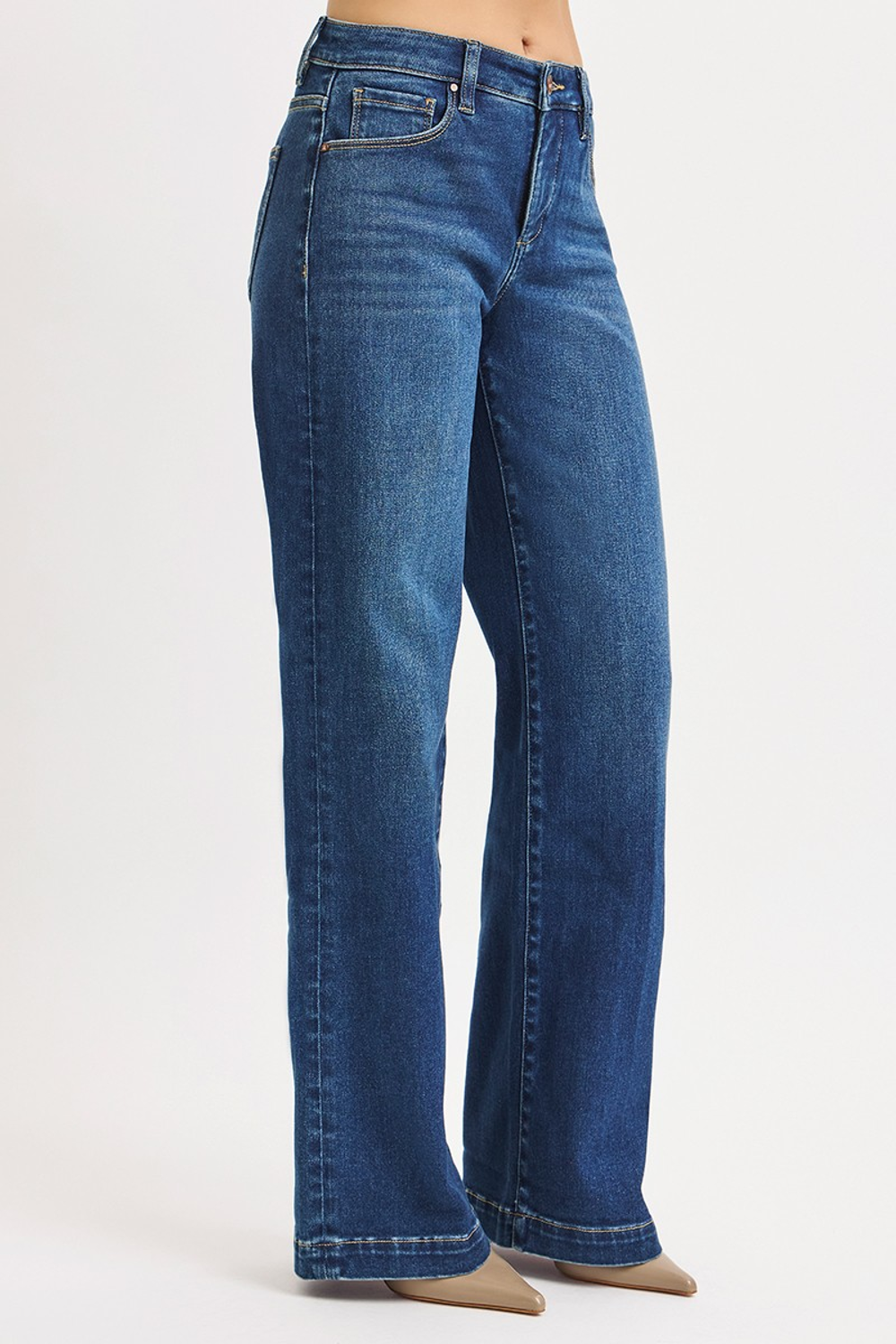 Risen High Rise Wide Leg Jeans Side