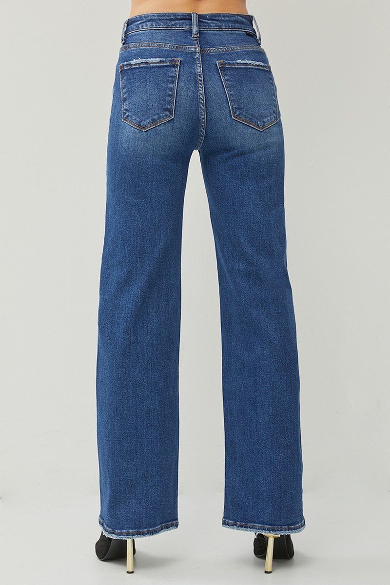 Risen-High Rise Straight Jeans