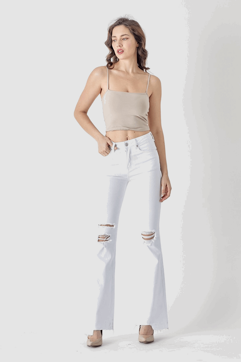 SALE-Risen-High-Rise Flare Jeans-White