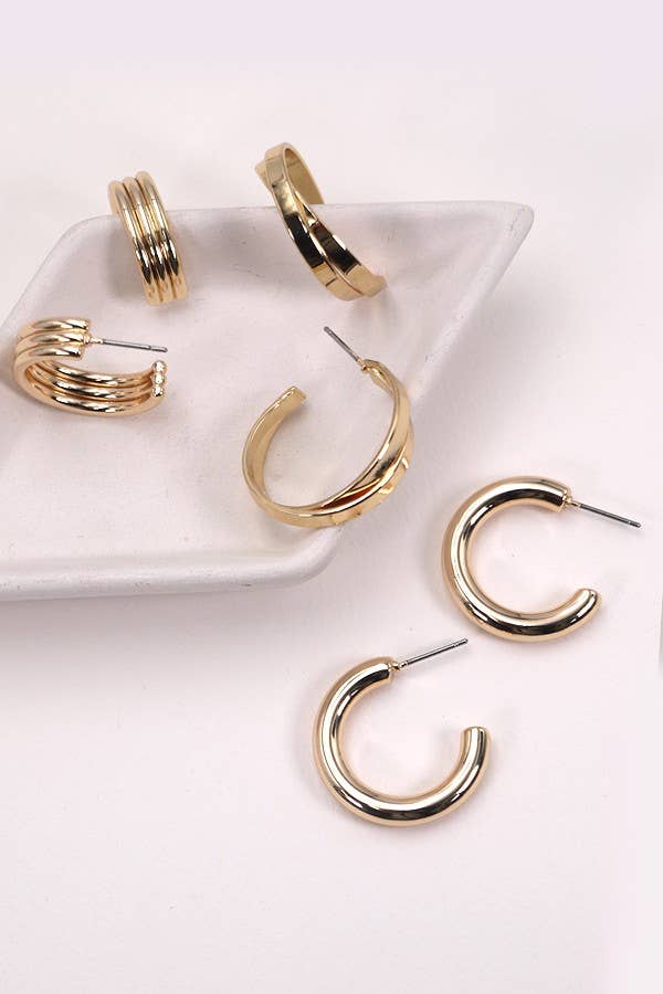 Set of 3 Gold Hoops