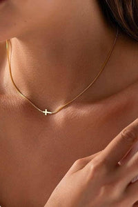Sideways Cross Necklace Gold