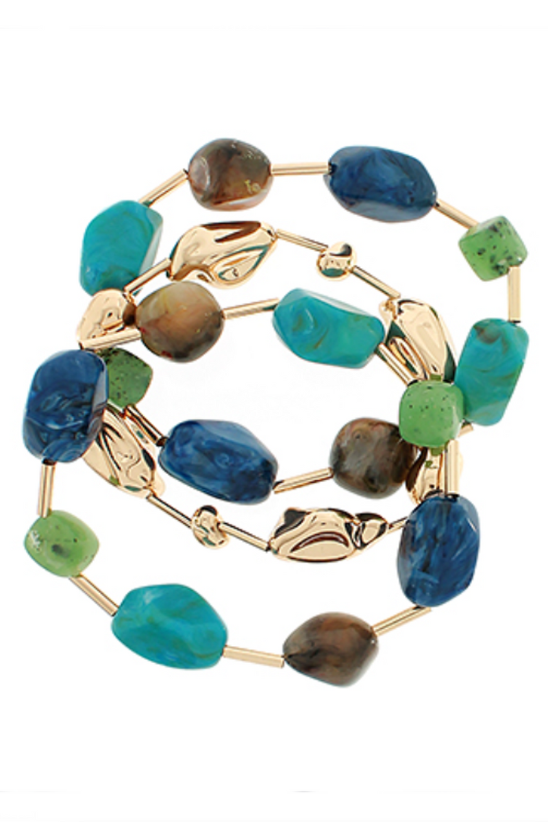 Stone Stretch Bracelet Stack Turquoise