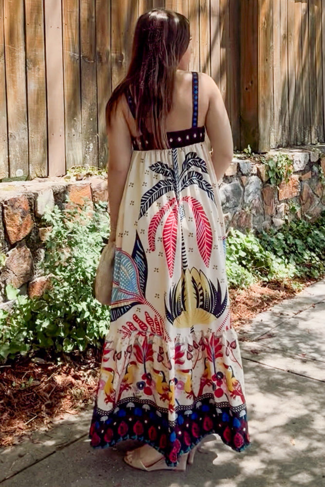 SundayUp Tropical Print Maxi Dress back